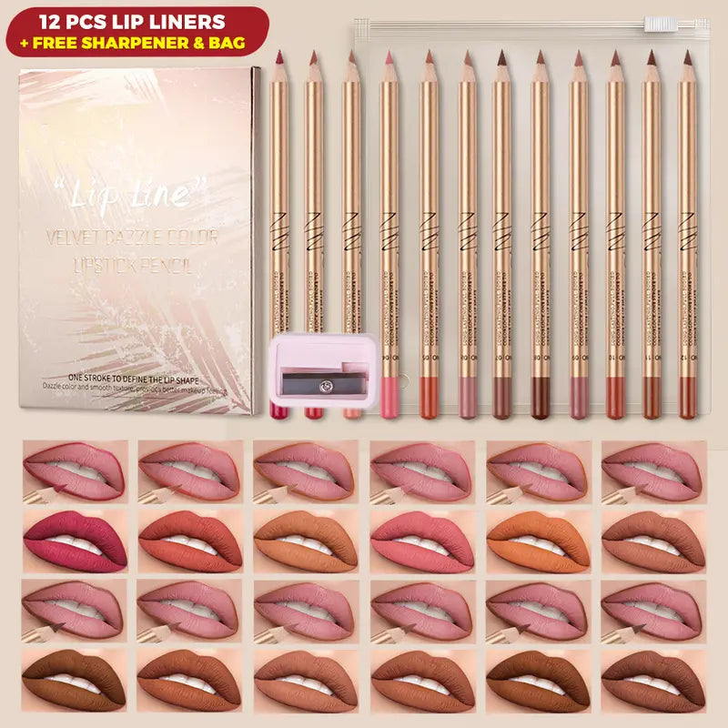 12 PCS Matte Lip Liner Set