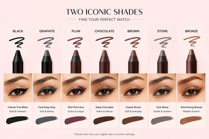 Two iconic shades eyeliner color chart
