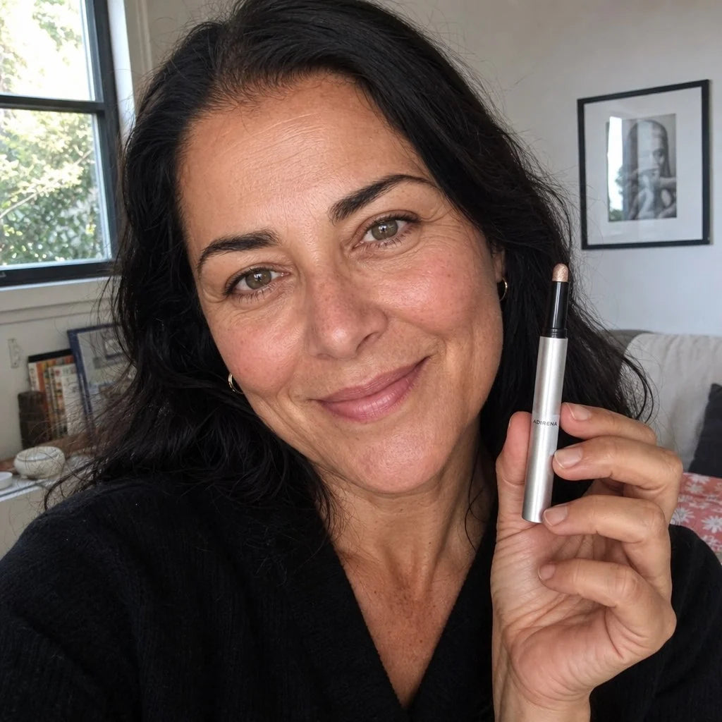 Customer holding gel eyeshadow stick
