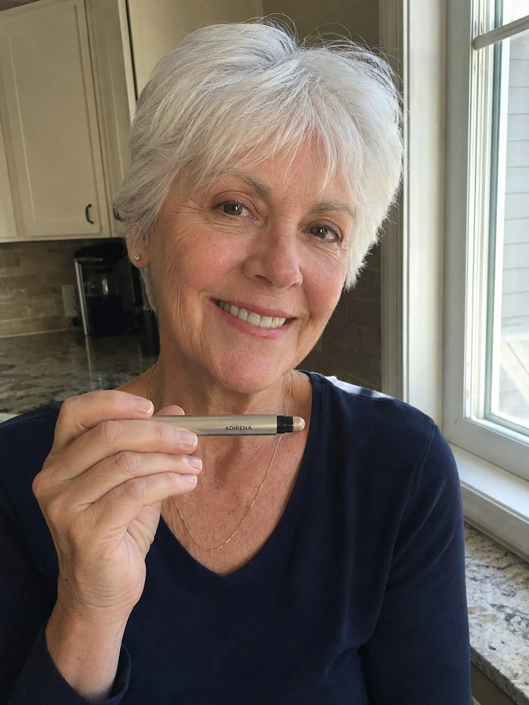 Customer with gel eyeshadow stick