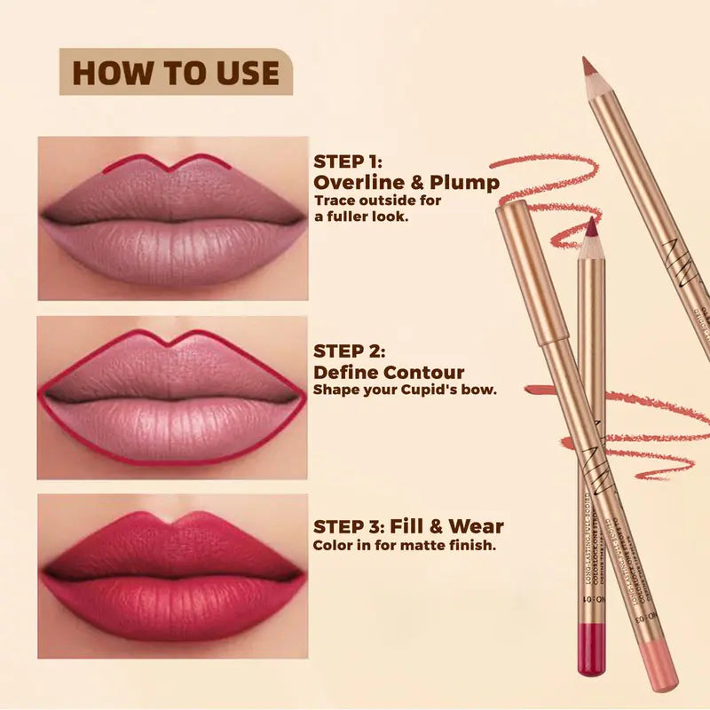 12 PCS Matte Lip Liner Set